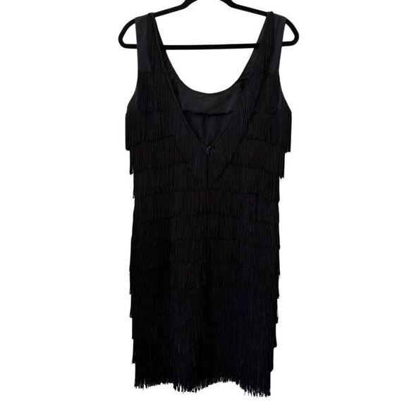 Vintage Roberta Black Fringed Sleeveless Flapper Dress Sz 6 - Picture 2 of 11